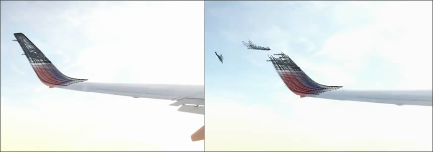 Dron choca con el ala de un avión