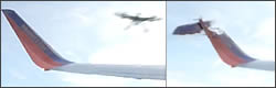 Dron choca con el ala de un avión