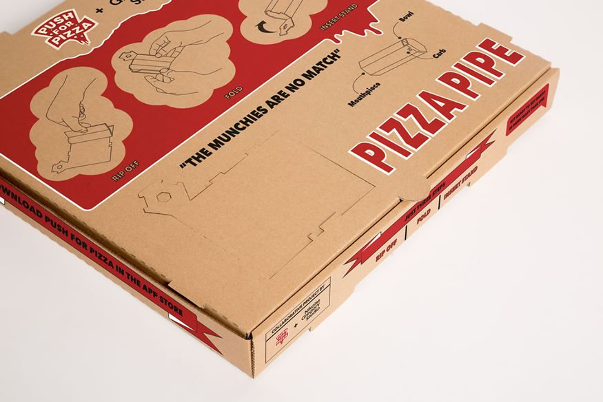 Caja de pizza que se transforma en pipa